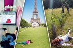 selfie addiction, selfie addiction, this woman hate selfies so she decides to click pictures of herself lying dead all around the world, Paragliding