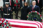 Trump respects to bush, bush, trumps pay last respect to late president bush at u s capitol, Mccain