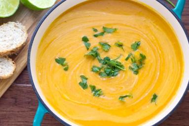 Sweet potato and lentil soup for evening supper